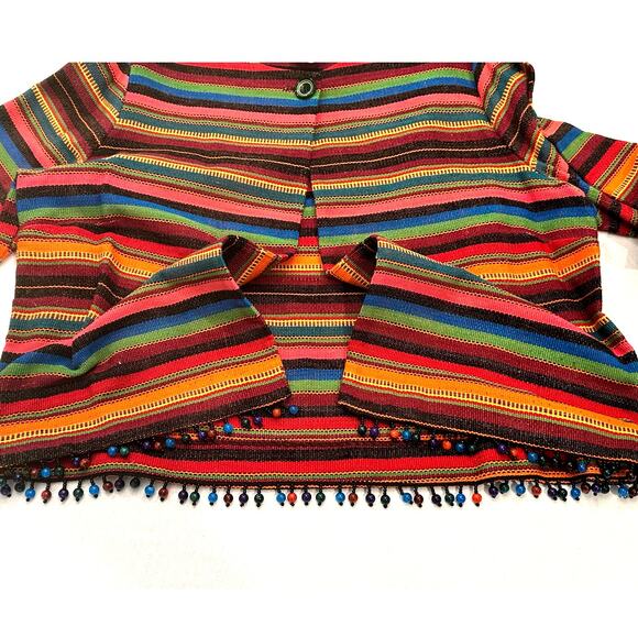 Sharon Young Multicolor Stripe & Beaded Cropped Jacket Size 10 Excellent - Picture 5 of 9